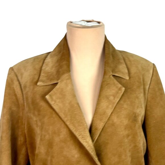 Bernardo Camel Brown Suede Trench Coat S Barn Oversized Washable Western Boho - Picture 4 of 14